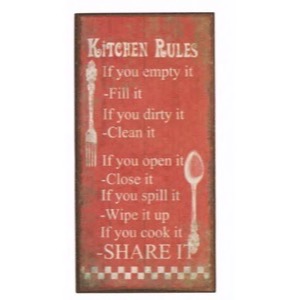 Magnet skilt 5x10cm Kitchen Rules